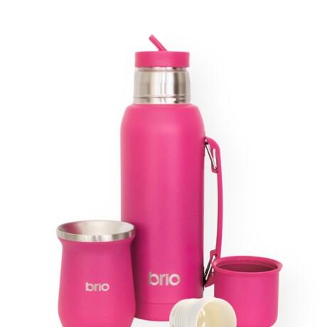 Set De Termo 1 Litro Y Mate Diseño Clásico brio Acero Inox Frambuesa