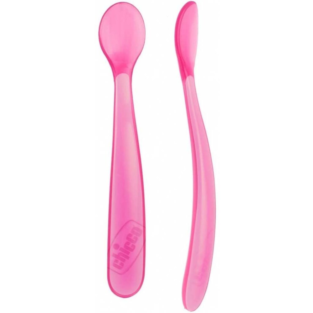Set x2 cucharas silicona CHICCO rosa