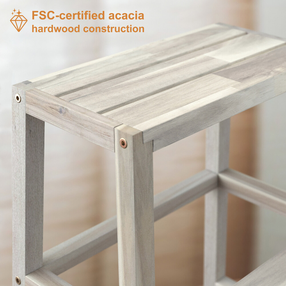 BANCO-ESCALÓN MULTIUSO MADERA BLANCO LAVANDA