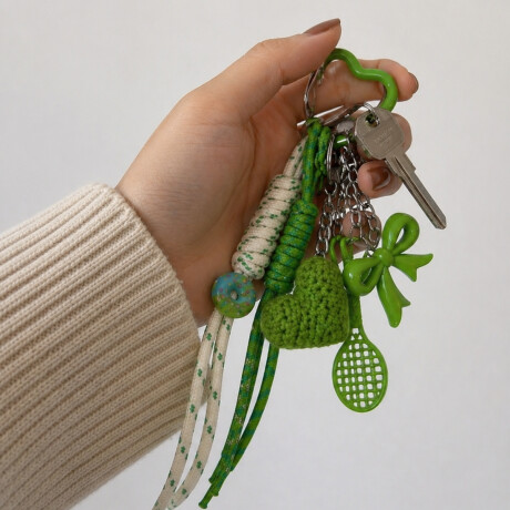 Llavero con accesorios Raqueta Tennis Verde