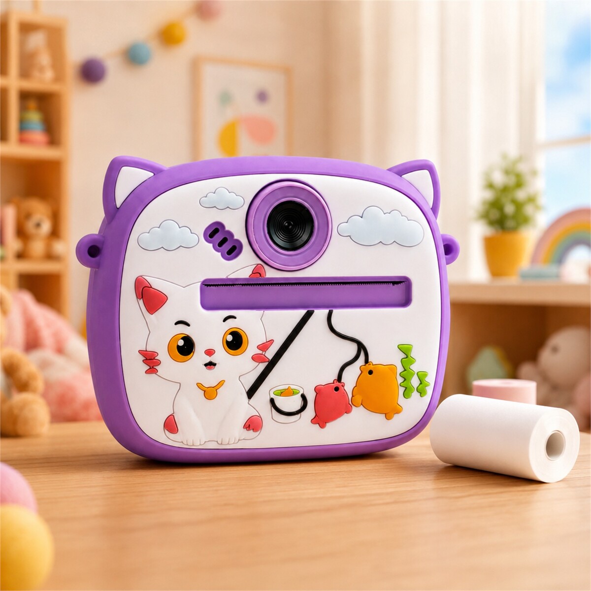 Cámara Infantil Instantánea Gatito con Doble Lente y Selfie - Violeta 