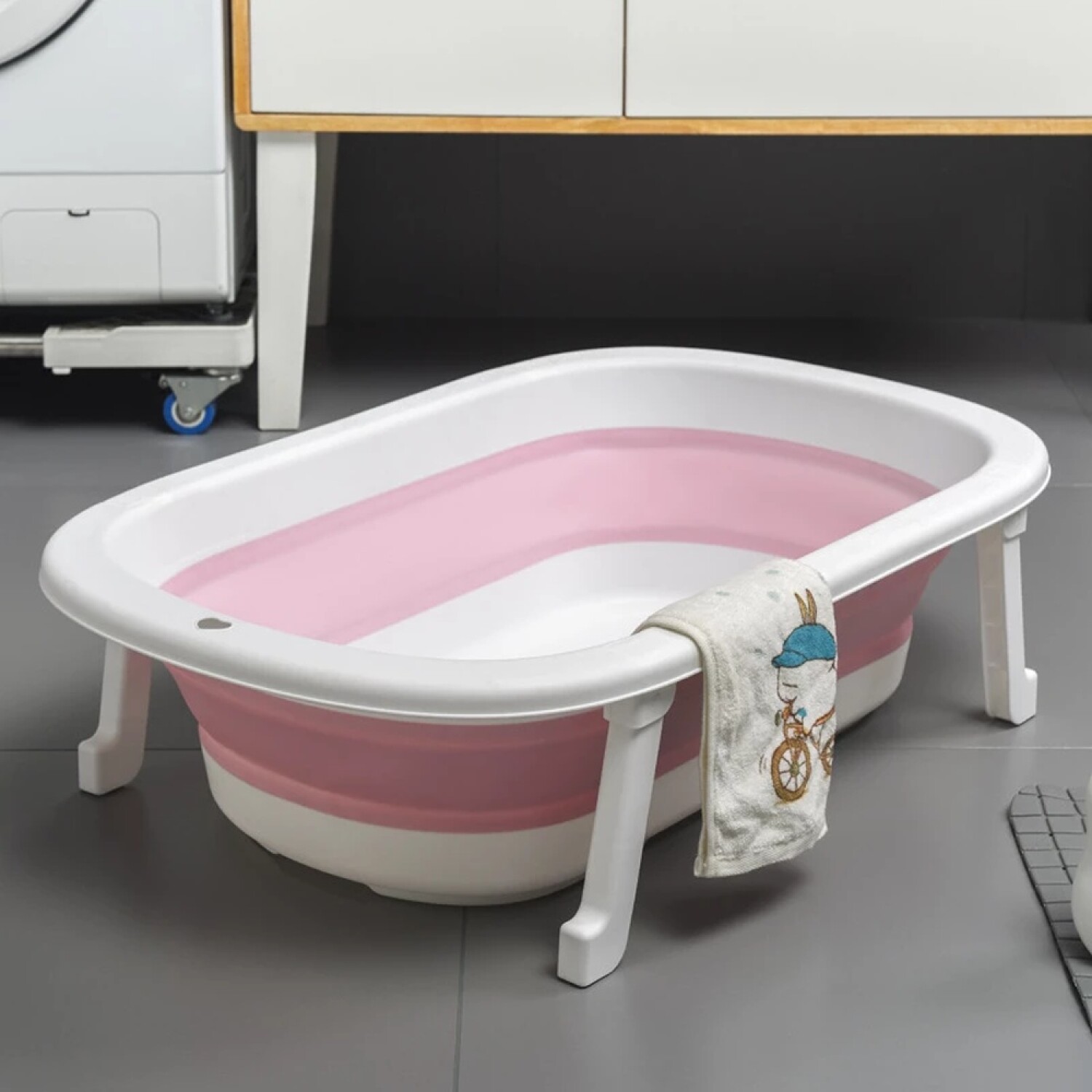 Baño Bañera Plegable Para Bebe Anti Frio Varios Colores - Rosa — HTS