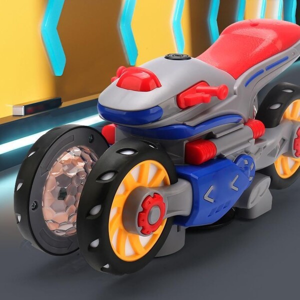 Moto Giratoria Luz Sonido Movimiento 360 Juguete Niños Variante Color Rojo Azul
