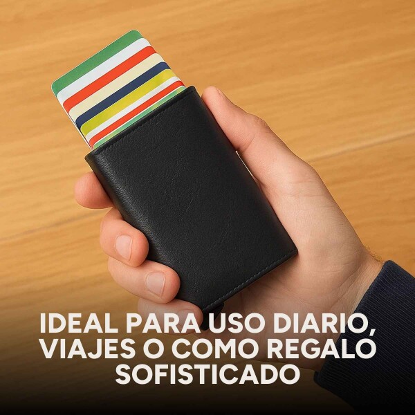 Billetera Anti Clonación Doble Tarjetero Con Rfid Metalica Color Negro