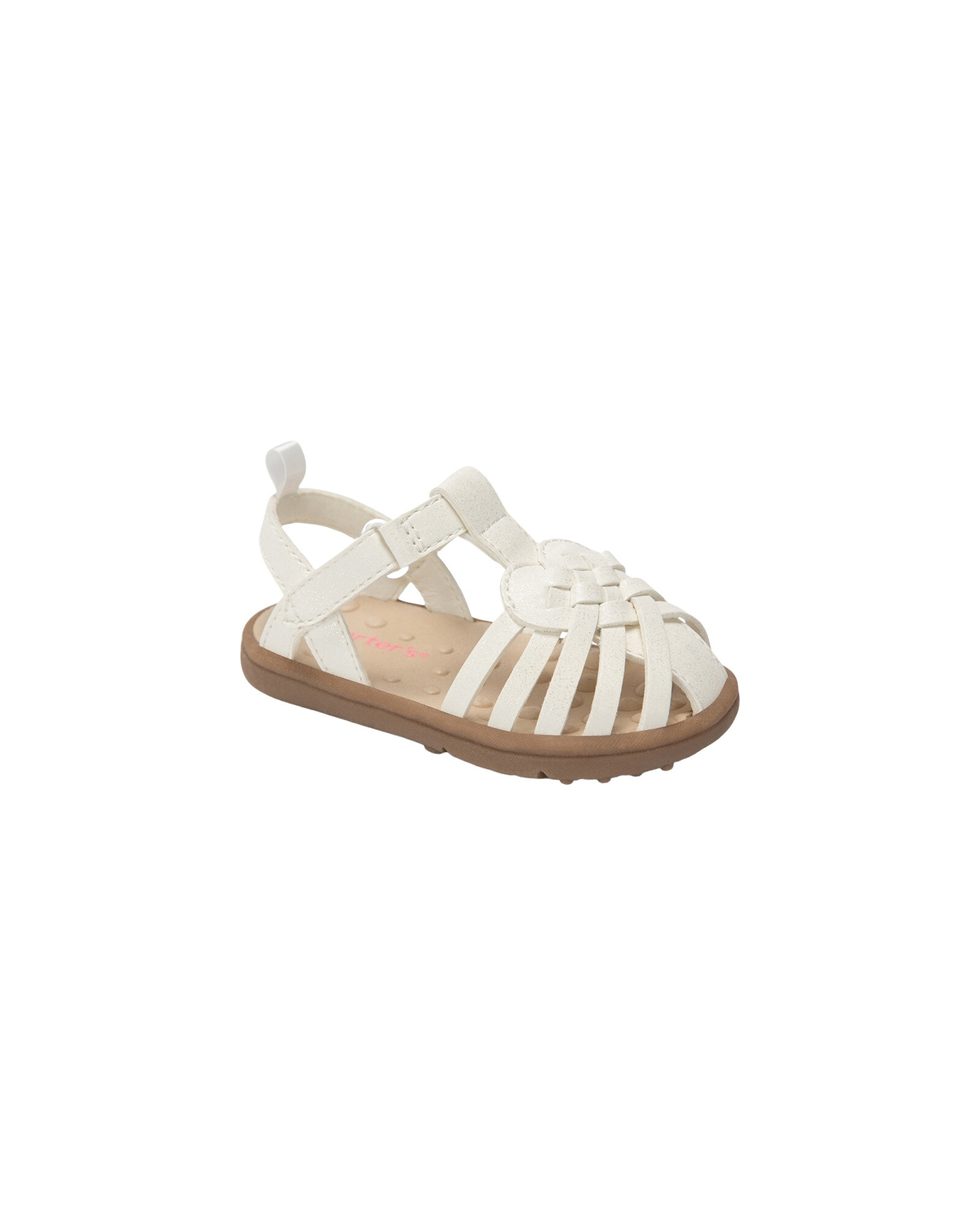 Sandalias con velcro y brillo, blancas Sin color