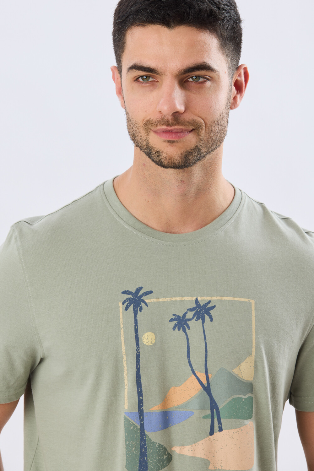 REMERA ESTAMPADA DE ALGODÓN Pistacho