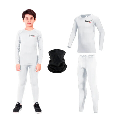 Conjunto Deportivo Camiseta termica Calza Niños X3 Blanco
