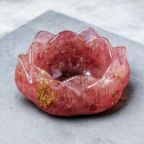 Portavela Flor De Loto En Piedra Rosa Obscuro