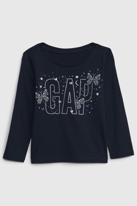 Remera Logo Gap Manga Larga Toddler Niña Blue Galaxy