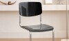 Silla de Comedor Metal Cromado y Madera - Moon Negro
