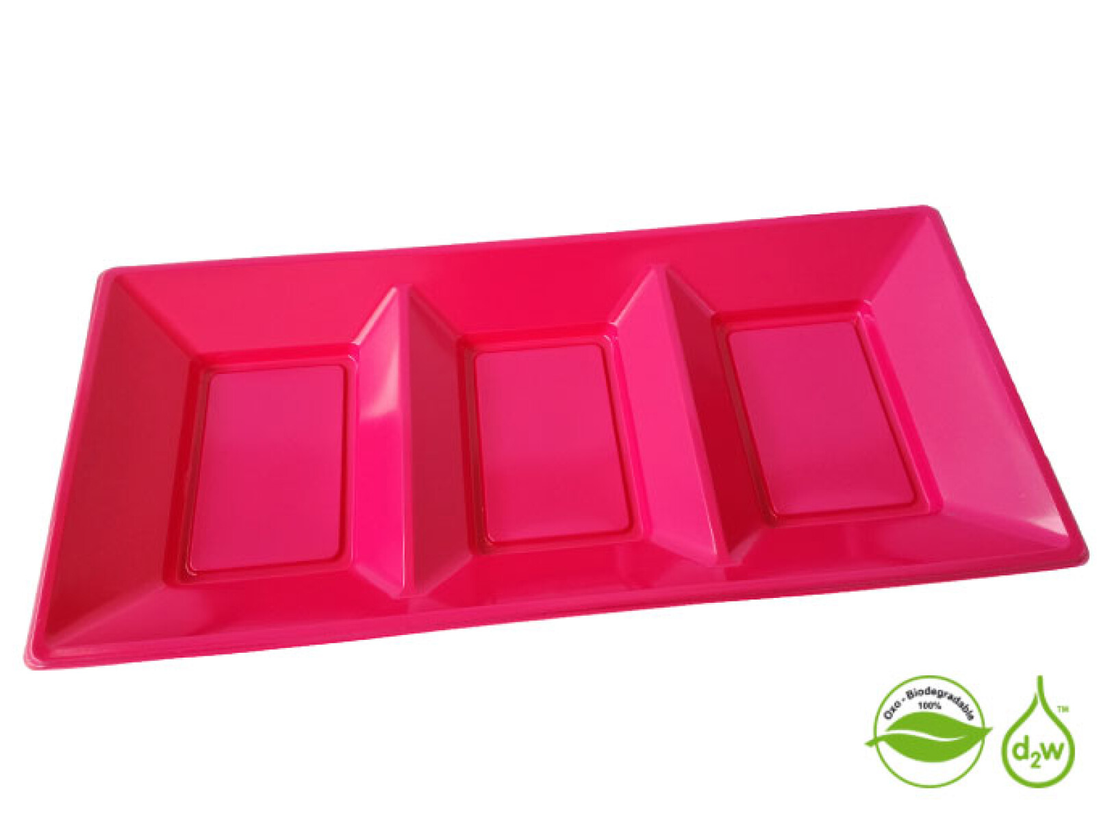 Bandeja Biodegradable Rectangular x3 Unidades - Rosa Neón 