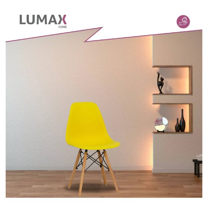 Pack 4 Sillas De Comedor Eames Lumax De Diseño Moderno Con Patas De Madera Amarillo