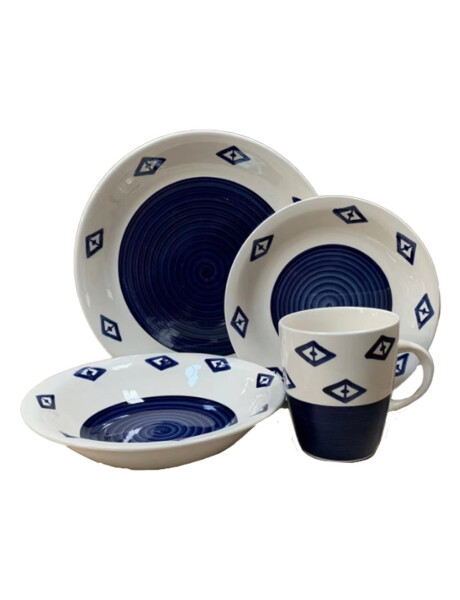 JUEGO VAJILLA 16PCS 27/19/21/385ML AZUL/BLANCO JUEGO VAJILLA 16PCS 27/19/21/385ML AZUL/BLANCO
