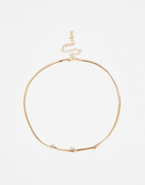 Collares Cortos Metal Collar Con Mariposas - Dorado