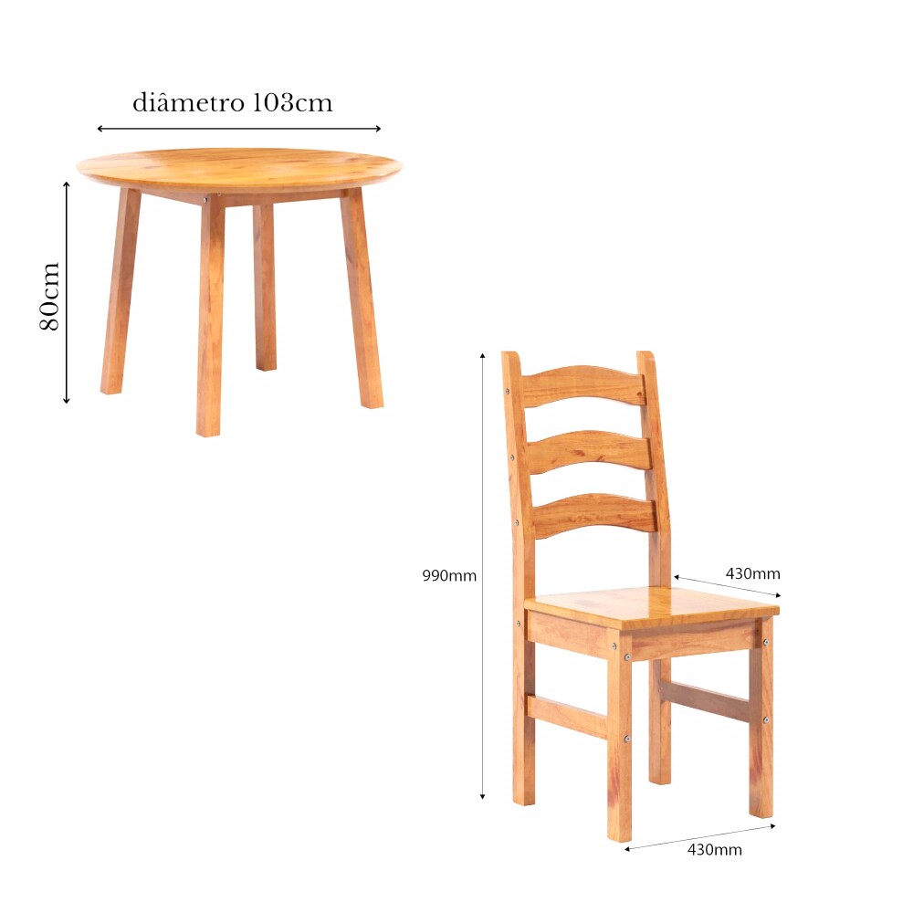 Conjunto de Comedor 4 sillas - Brunei Natural