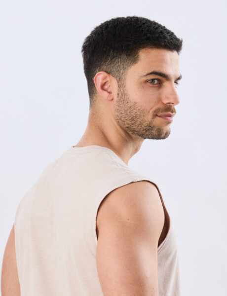 MUSCULOSA ESTAMPADA DE ALGODÓN Beige