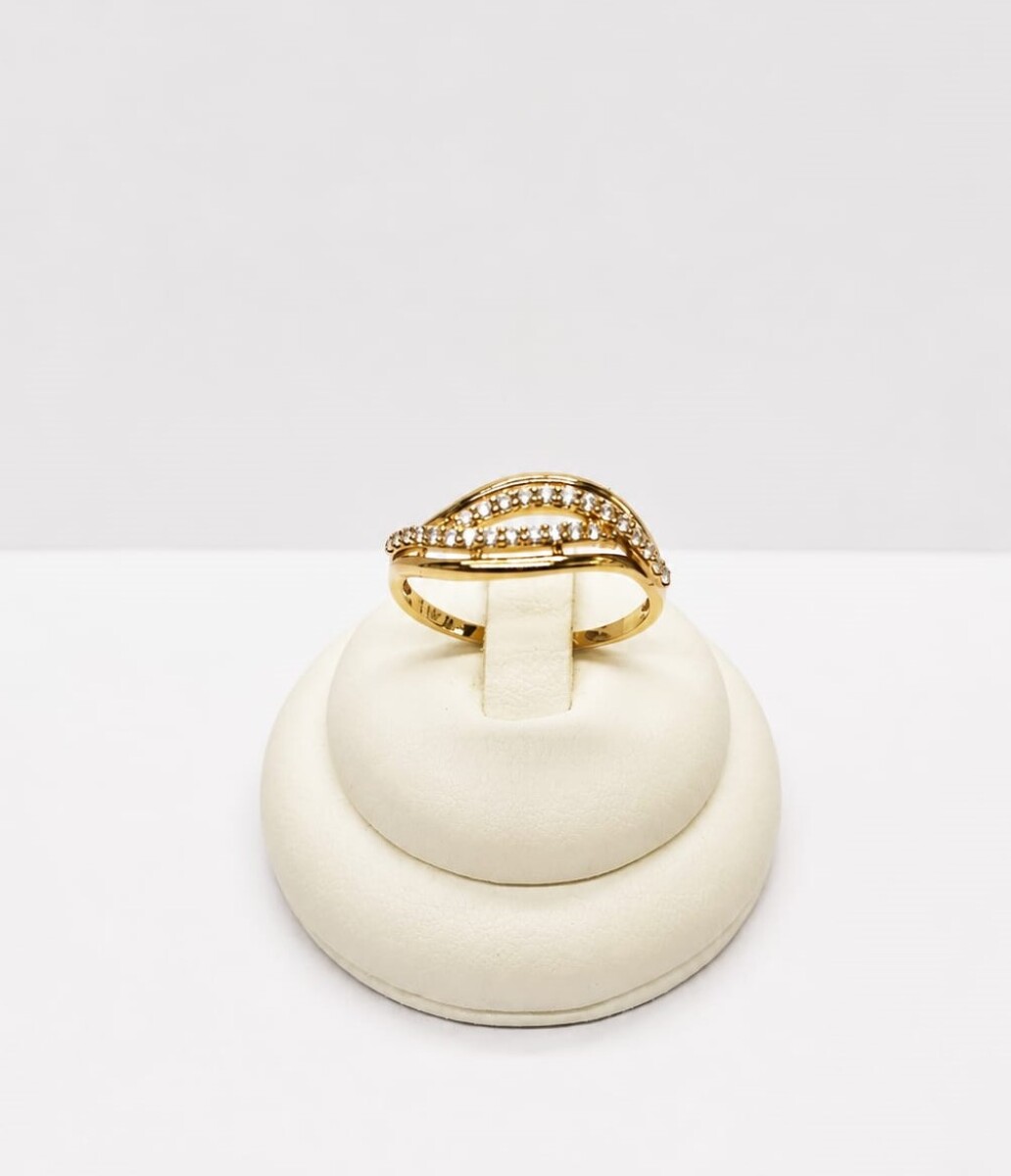 Anillo calado Oro 9 Kt con zirconias 