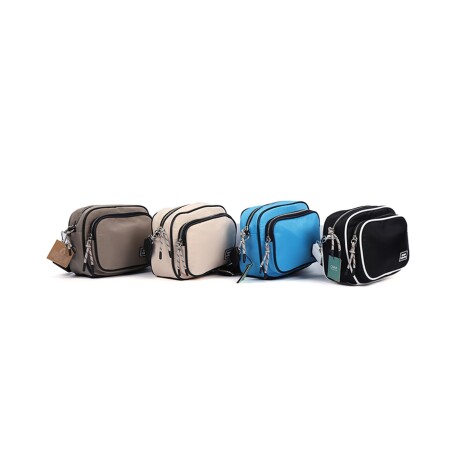 Bandolera Canva Brooklyn celeste con bolsillo antirrobo y correa ajustable Celeste