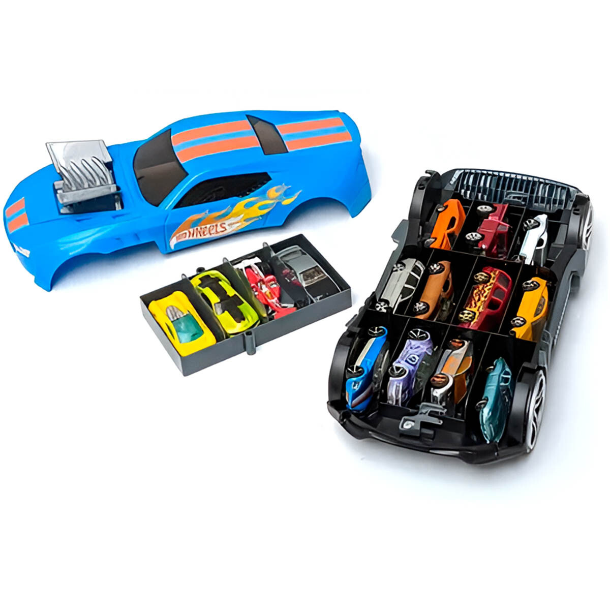 Hot Wheels 2en1 Vehículo De Carrera + Porta Autitos 