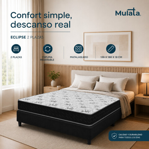 Sommier Eclipse 2 Plazas Colchón Espuma Reversible Matelaseado 138 x 188 x 18 cm Sommier Eclipse 2 Plazas Colchón Espuma Reversible Matelaseado 138 x 188 x 18 cm