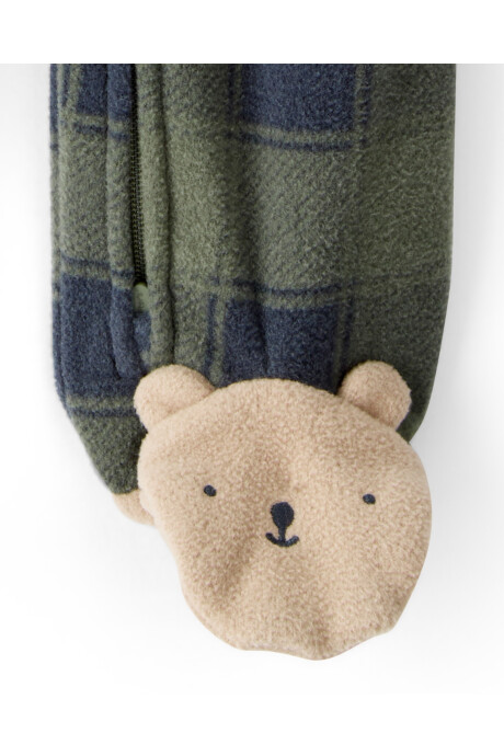 Pijama una pieza de micropolar, con pie, diseño oso Sin color