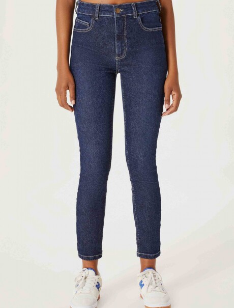 PANTALÓN DE JEAN CINTURA MEDIA SKINNY AZUL OSCURO