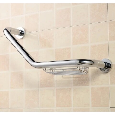 Agarradera en angulo con jabonera acero inox.DMC Agarradera En Angulo Con Jabonera Acero Inox.dmc