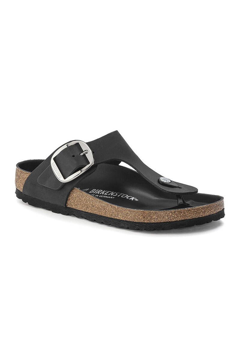 Sandalia Gizeh Big Buckle Oiled Leather - Regular - Black 