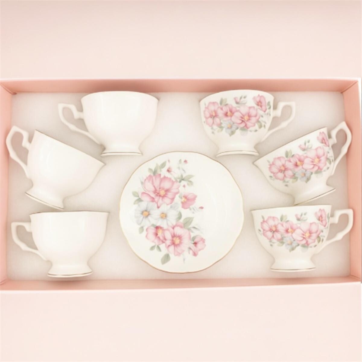 Juego de Té Cerámica 12 Piezas Estilo Victoriano - Rosa 