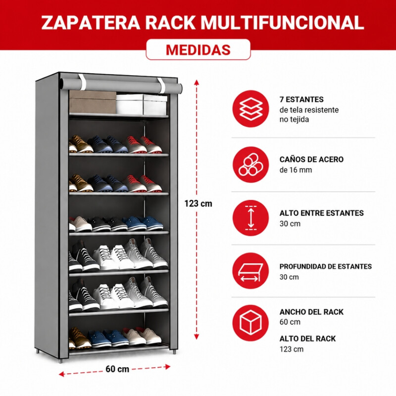 Zapatera de tela GRIS