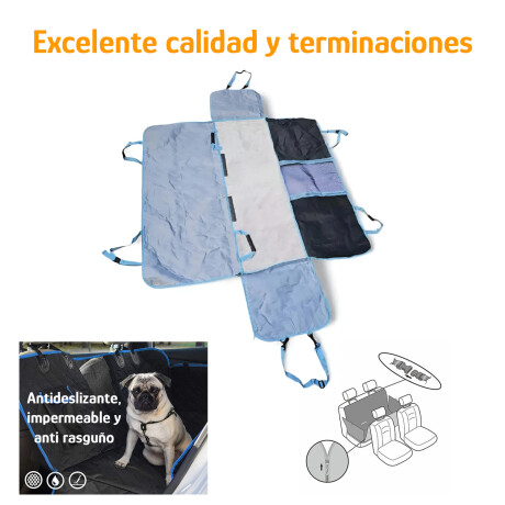 Cubre Asiento Protector para auto universal mascotas Gris/celeste