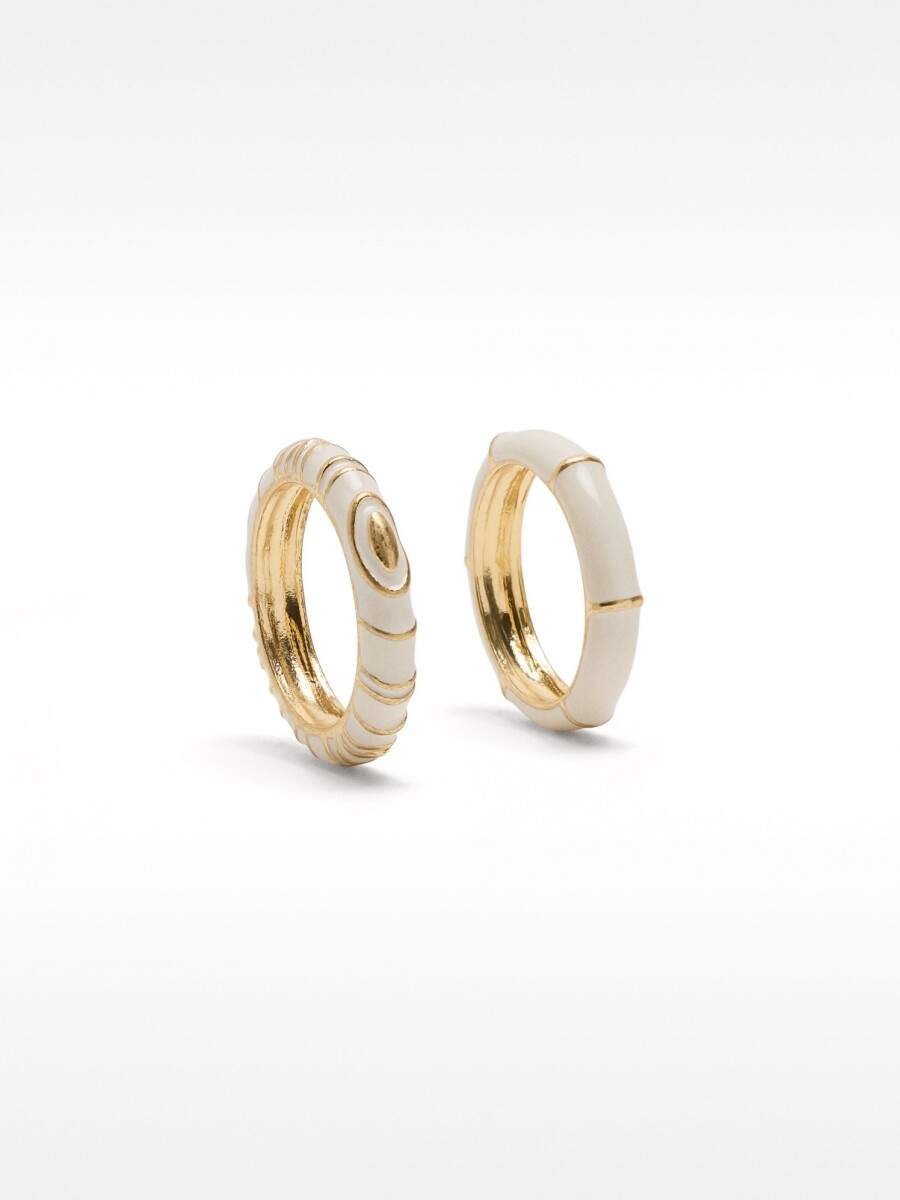 Set De Anillos Con Esmalte blanco