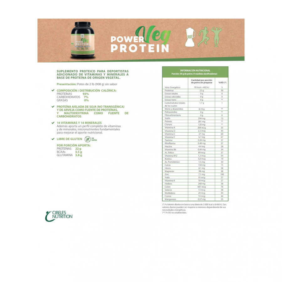 Suplemento Cibeles Nutrition Power Vegan Protein Beige Natural