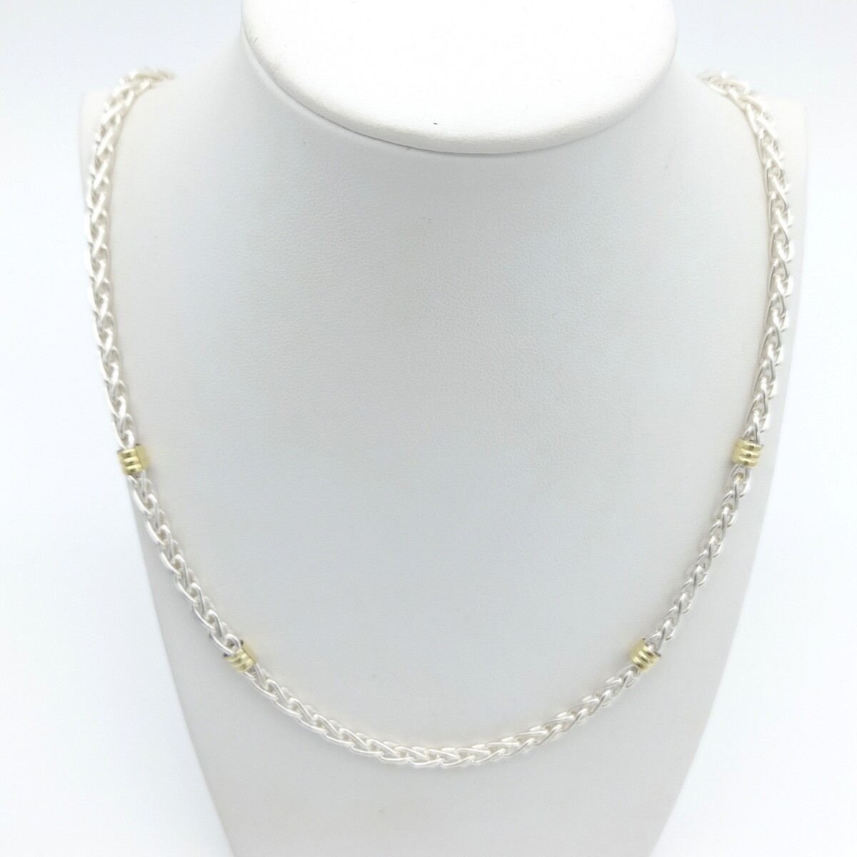 Gargantilla de plata y double en oro 18 ktes, ESPIGA, 40 cm. 