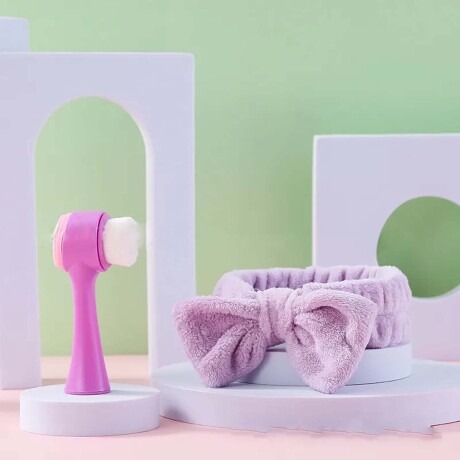 Kit limpieza facial 2pzs Vincha para Pelo y Cepillo Facial Violeta
