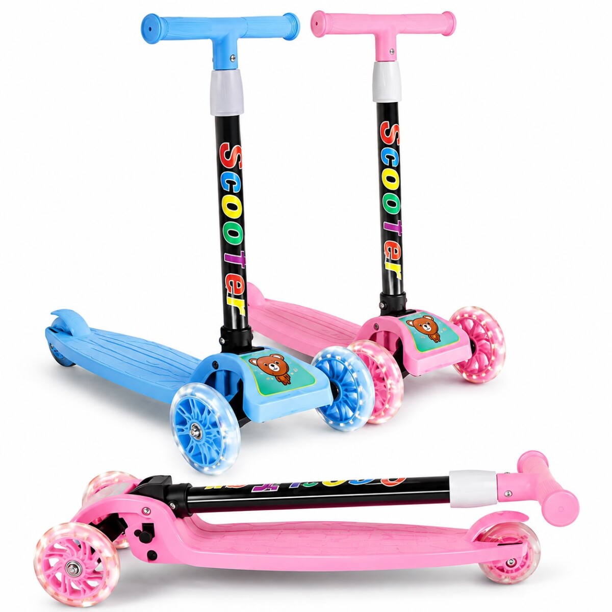 Monopatín Tripatin Scooter con Luces Infantil Plegable 