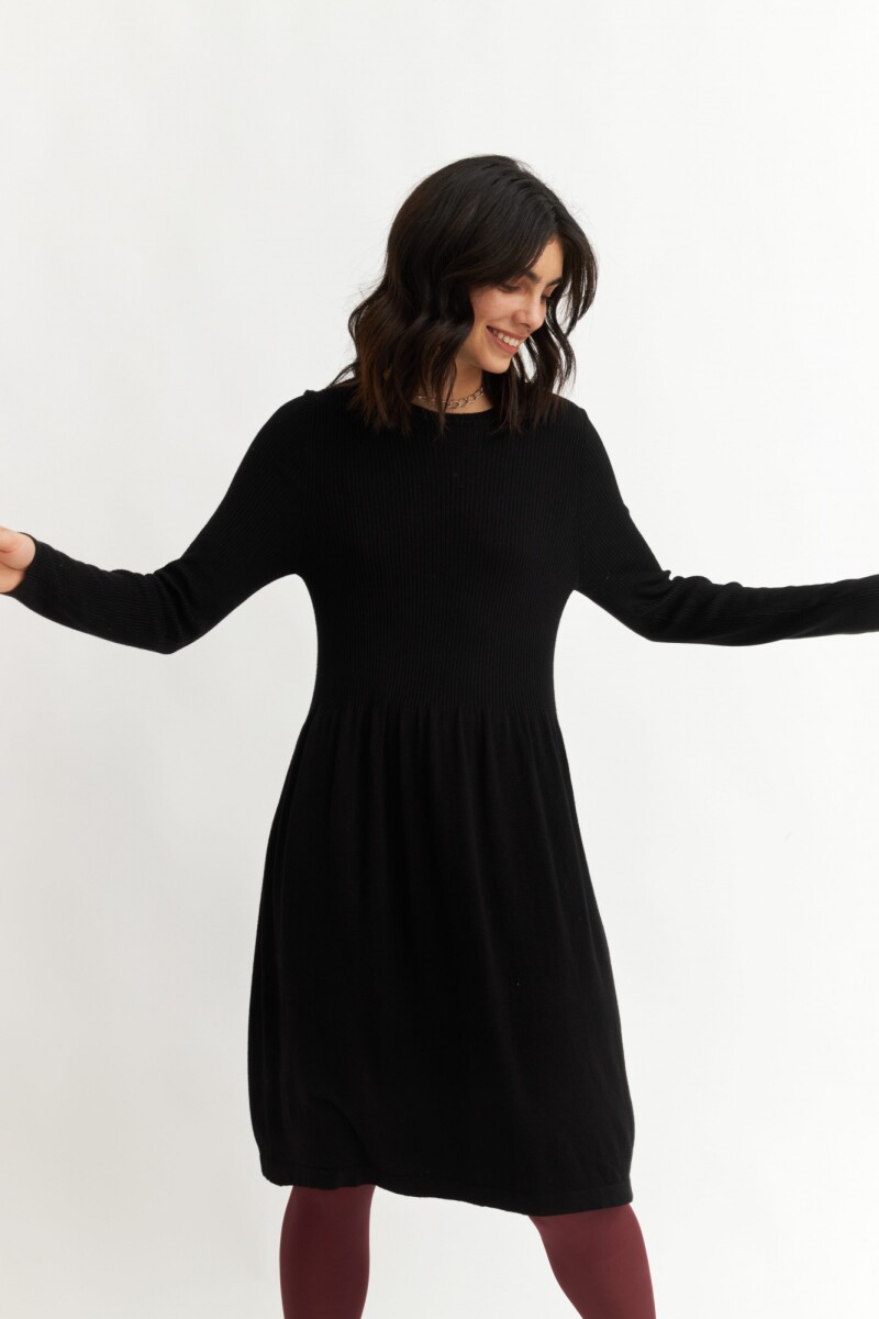 Vestido tejido manga larga NEGRO