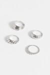 Set de anillos texturados plateado
