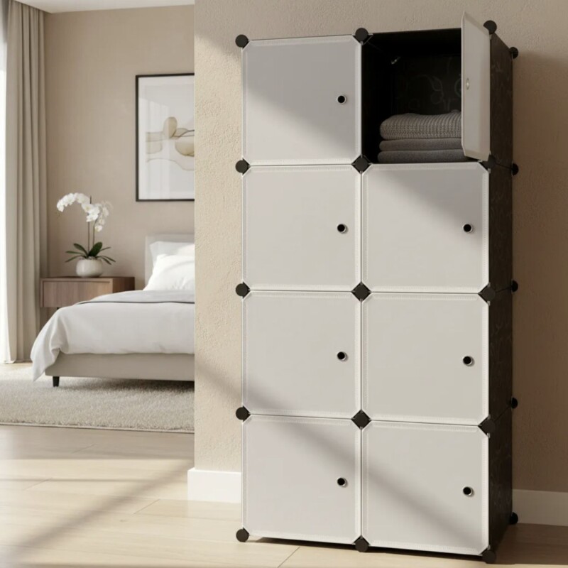 Armario Plastico Lumax 8 Compartimentos Desmontable Blanco