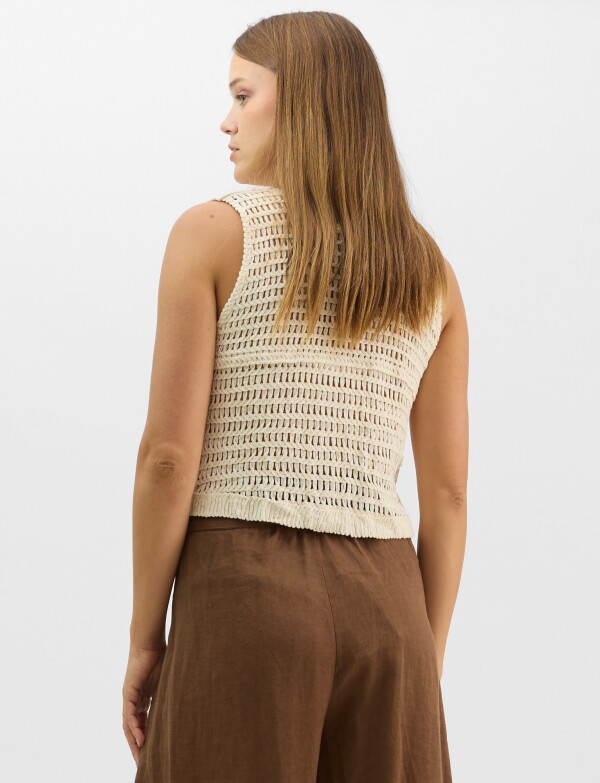 Chaleco Calado De Algodón BEIGE