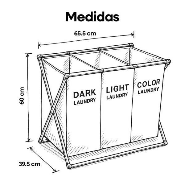Canasto Organizador de Ropa Sucia IMBACK IBK-HMJ065-MIX | 3 Compartimentos Dark/Light/Color, Plegable y Resistente Canasto Organizador de Ropa Sucia IMBACK IBK-HMJ065-MIX | 3 Compartimentos Dark/Light/Color, Plegable y Resistente