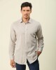 Camisa Lino Algodón Manga Larga Beige