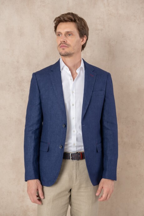 Saco lino Slim Fit Azul marino