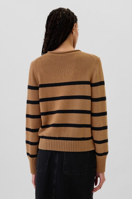 Buzo Algodón Mujer Camel Stripe