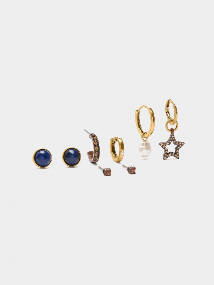 Set De Pendientes De Estrella Y Perla multicolor