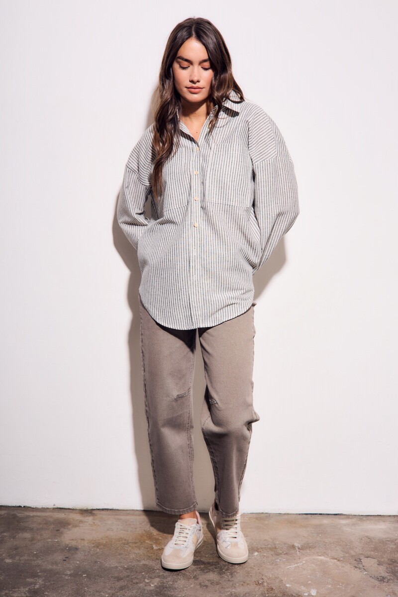Camisa Rayas Gris