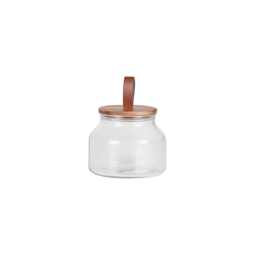 Recipiente - Vidrio - 1.6 Lts - Tapa Madera/Cuero Recipiente - Vidrio - 1.6 Lts - Tapa Madera/Cuero