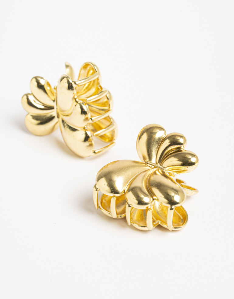 Broches Sets Metal Set X2 Mini Broches Metálico Flor Glossy. - Dorado