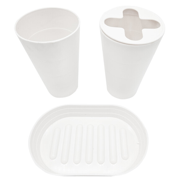 Kit Set Dispensador Jabon Y Porta Cepillo Soporte Cepillos Variante Color Blanco