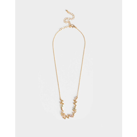 Collares Cortos Con flores Dorado